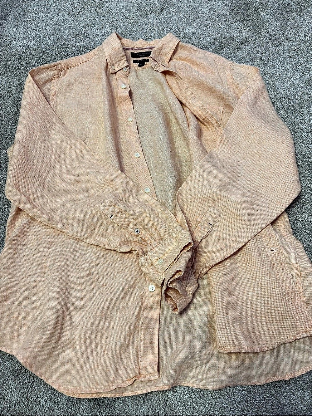 Banana Republic Camden Fit 100% Linen Shirt Linen Shirt Orange Medium